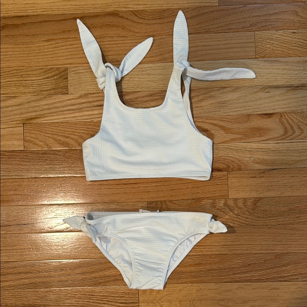 GIRLS CAPESIDE WHITE TIE-KNOT BIKINI 7/8